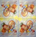 094 Muscheln - 3-lagig (blau) - Home Fashion